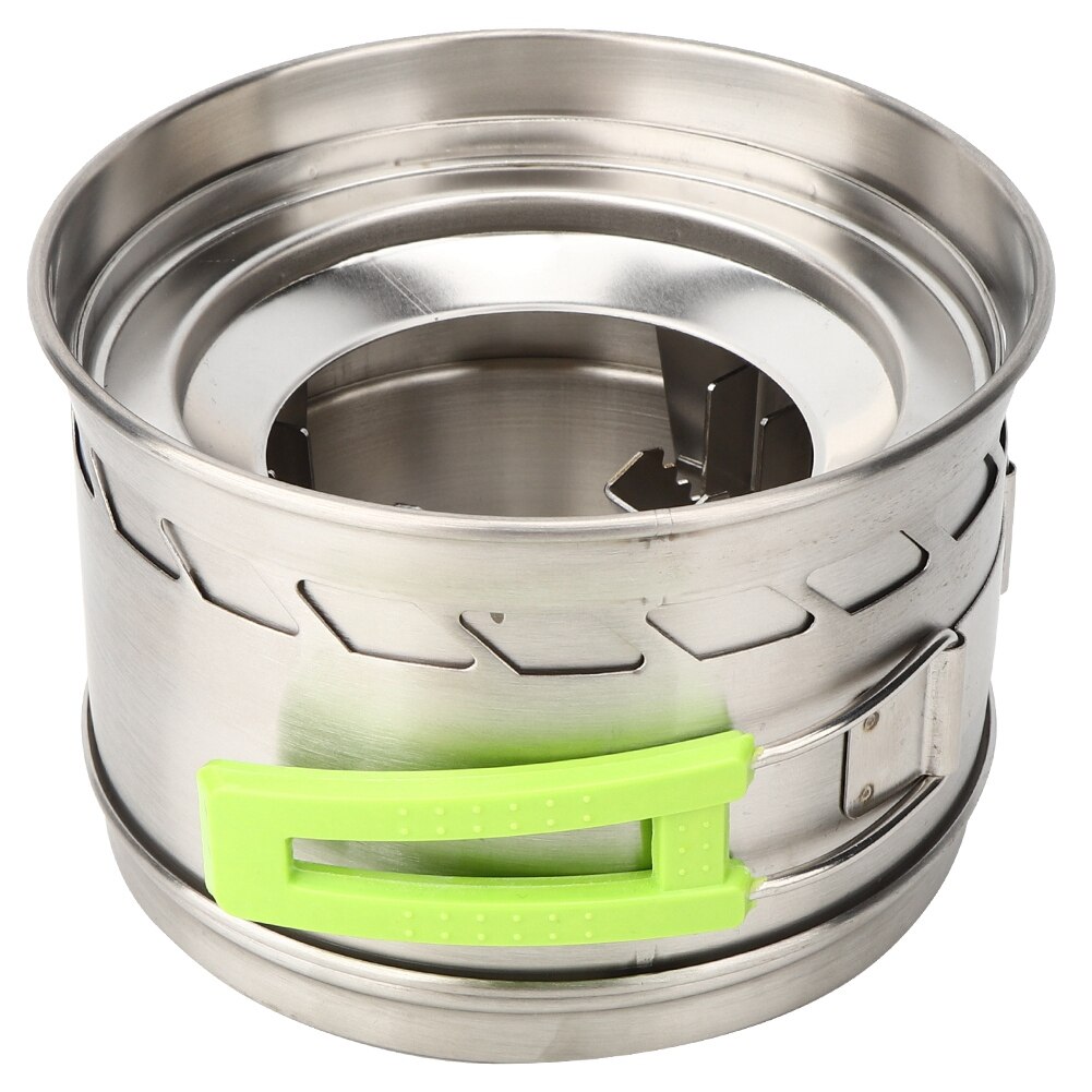 Outdoor Camping Equipment Windproof Wood Stove Cooking Stainless Steel Movable Oven Gas Cooker Gas Stove-Silver