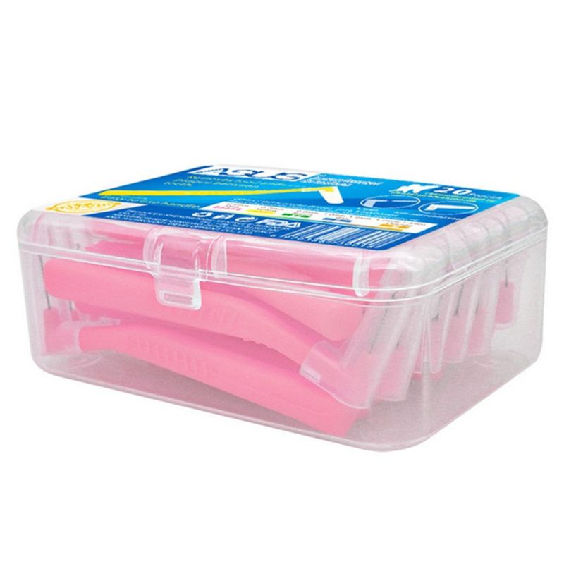 20 Stuks Rager L Vormige Superfijne Tandenstokers Push Pull Tooth Cleaner Tanden Whitening Kauwgom Care Mondhygiëne Met Case: Pink