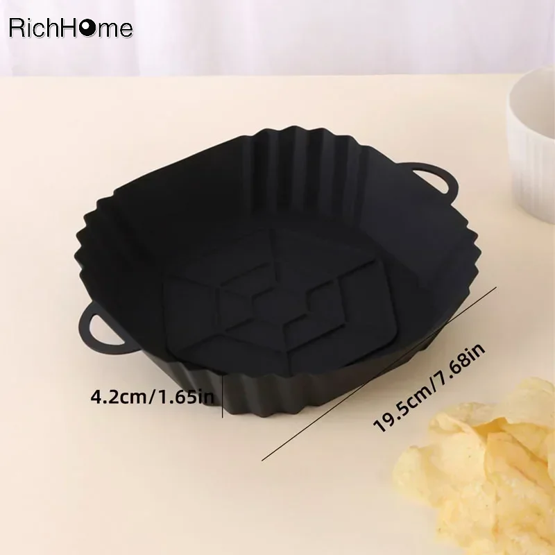 Silicone Air Fryer Pot Bandeja com Alça, Panela Quadrada, Forro Reutilizável, Acessórios de Cozinha, 1Pc