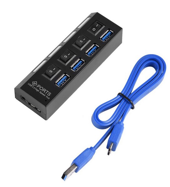 4 /7 Poorten Usb 2.0 Usb 3.0 Externe Uitbreiding Hub Met Schakelaar Met Onafhankelijke Schakelaar: 4ports USB3.0 Black