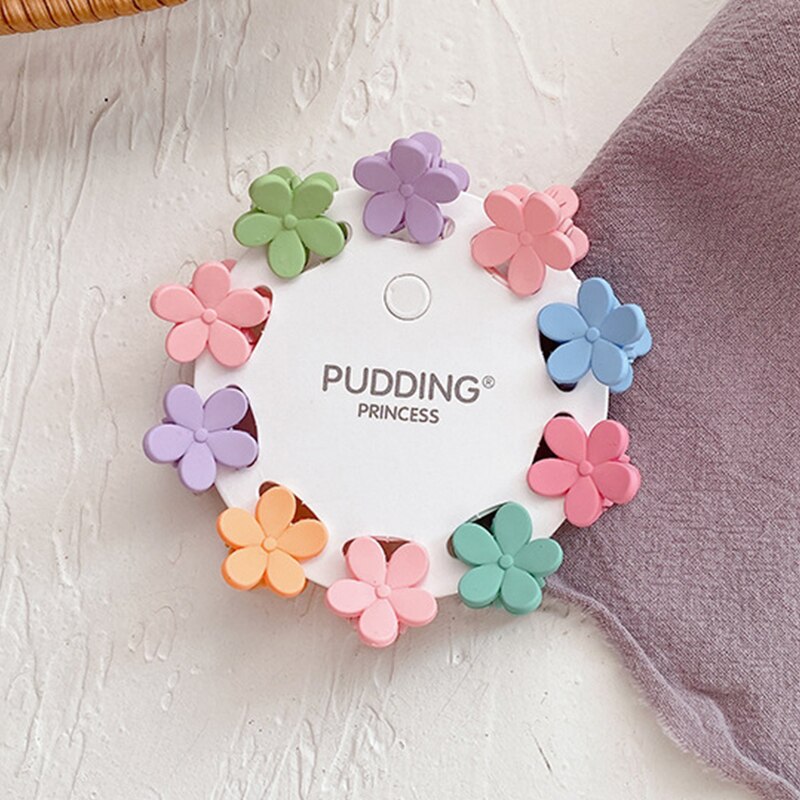 10PCS/Set Girls Cartoon Colorful Flower Mini Hair Claws Kids Sweet Hairpins Children Hair Accessories Cute Hair Clip: A4-2cm