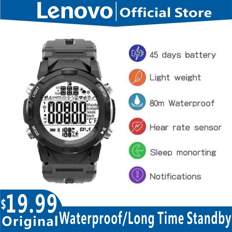Lenovo C2 Smart Watch Fitness Tracker Band Calorie Pedometer Sleep Monitor Heart Rate Call Tips