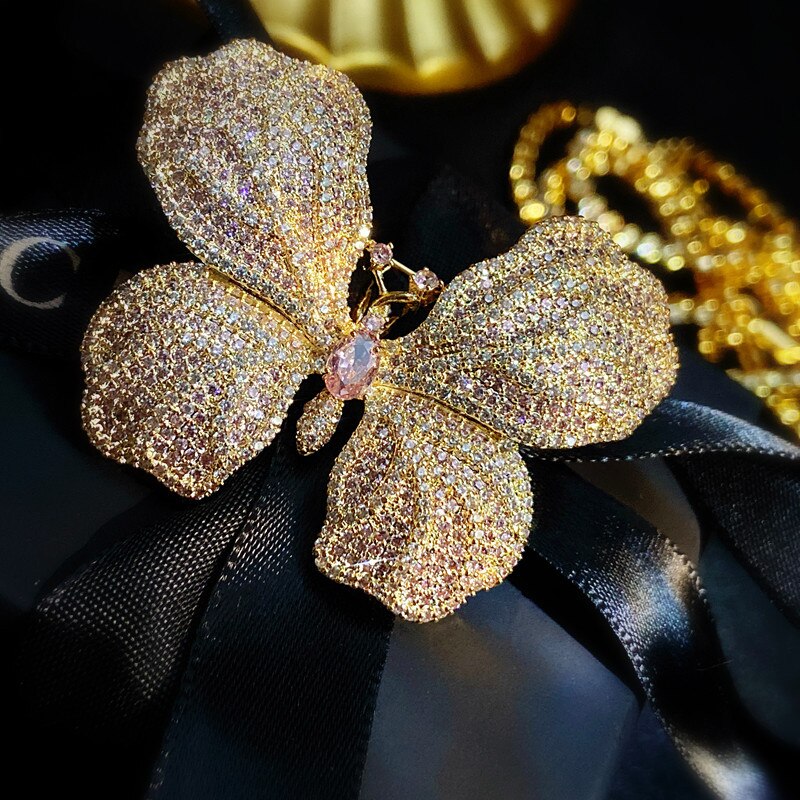 Broches para mujer, alfileres para camisa, insignias de mariposa, Pin para solapa, broche de lujo, joyería fina delicada,