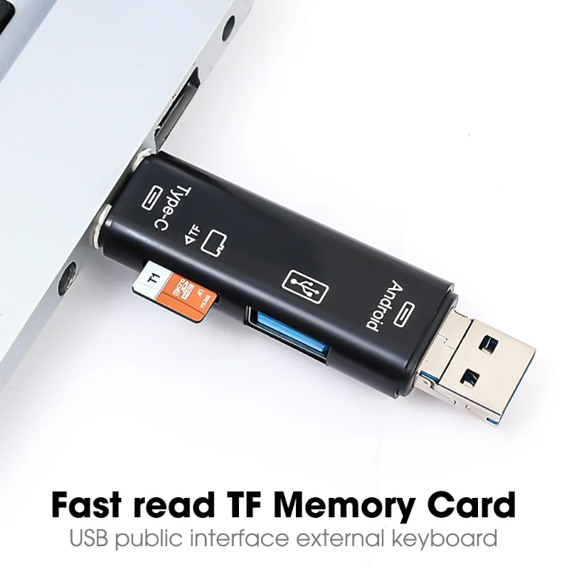 5 In 1 Multifunction Usb 2.0 Type C/Usb /Micro Usb/Tf/SD Memory Card Reader OTG Card Reader Adapter Mobile Phone Accessories
