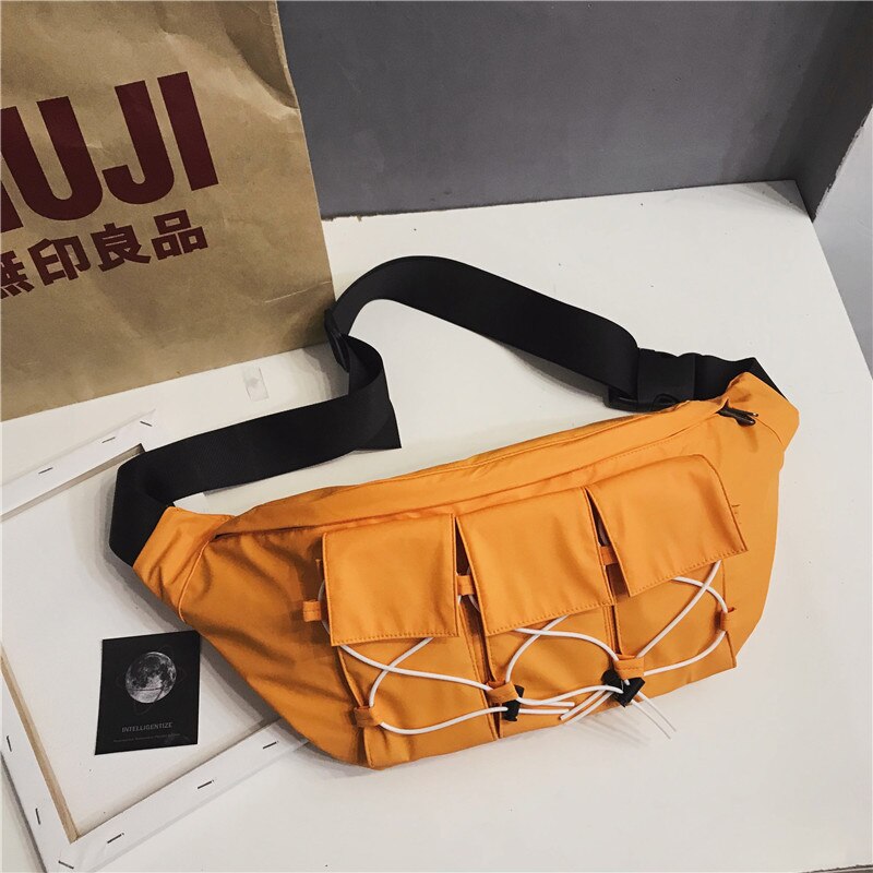 Marca original grande-capacidade saco de peito de rua personalidade trabalho feito com ferramentas saco de função casal tendência japonesa saco de desporto saco do mensageiro: YELLOW