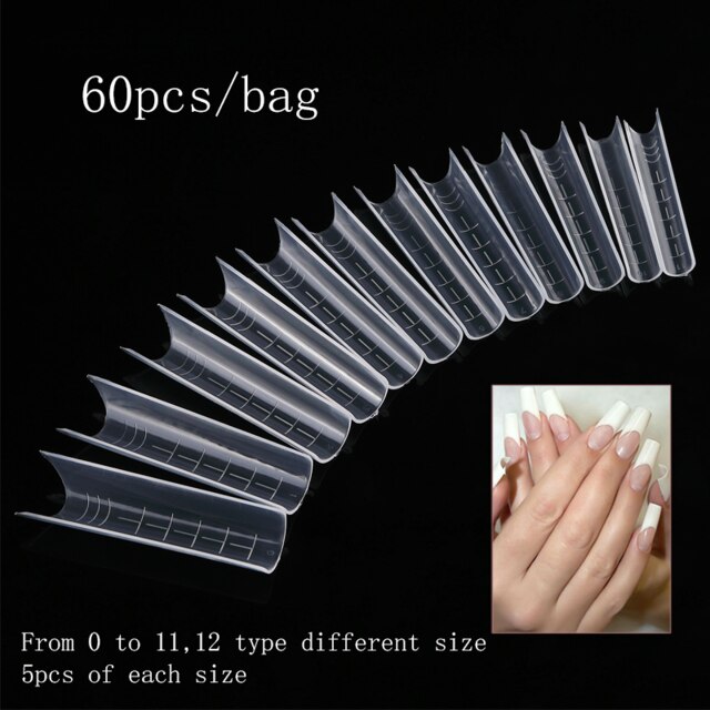 60 stücke Oberen Formen Nagel System Volle Abdeckung Schnell Gebäude Gel bilden 5 Clip Für Nagel Verlängerung Werkzeug Dual bilden nagel Verlängerung Formen: klar  B