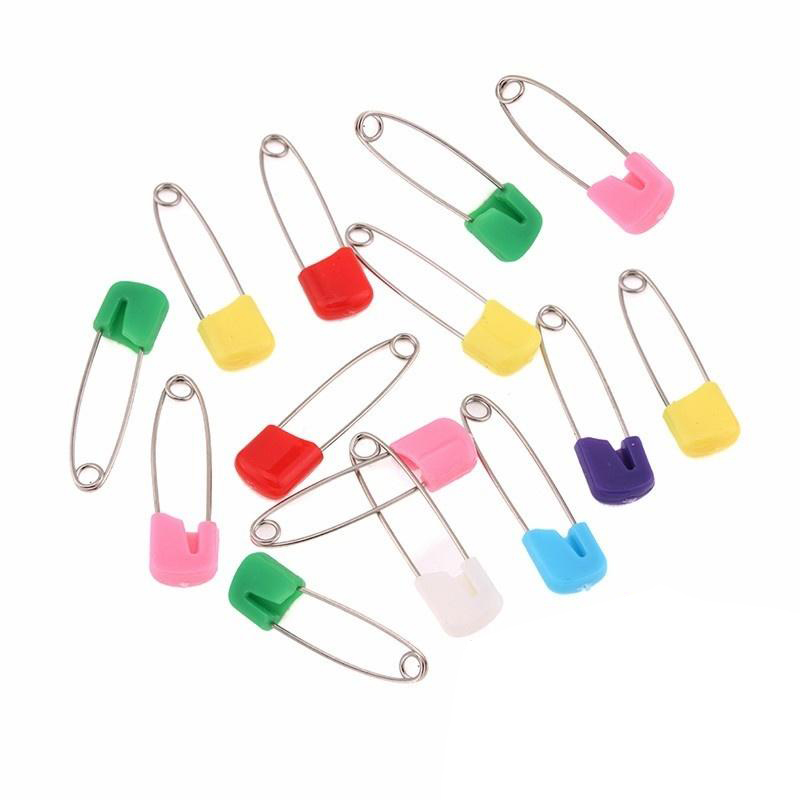15Pcs Plastic Head Safety Pins Safety Locking Baby Cloth Diaper Nappy Pins Buckles DIY Needle Pins Sewing Supplies