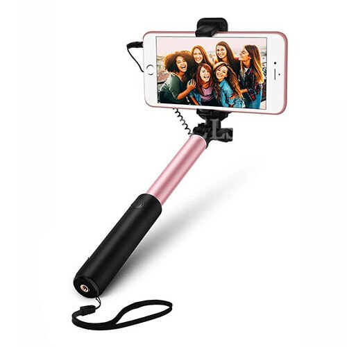 FGCLSY Metal palo Selfie con cable con Bluetooth remoto de trípode plegable portátil extensible Monopod para iphone 6 iphone 6s iOS: rosegold