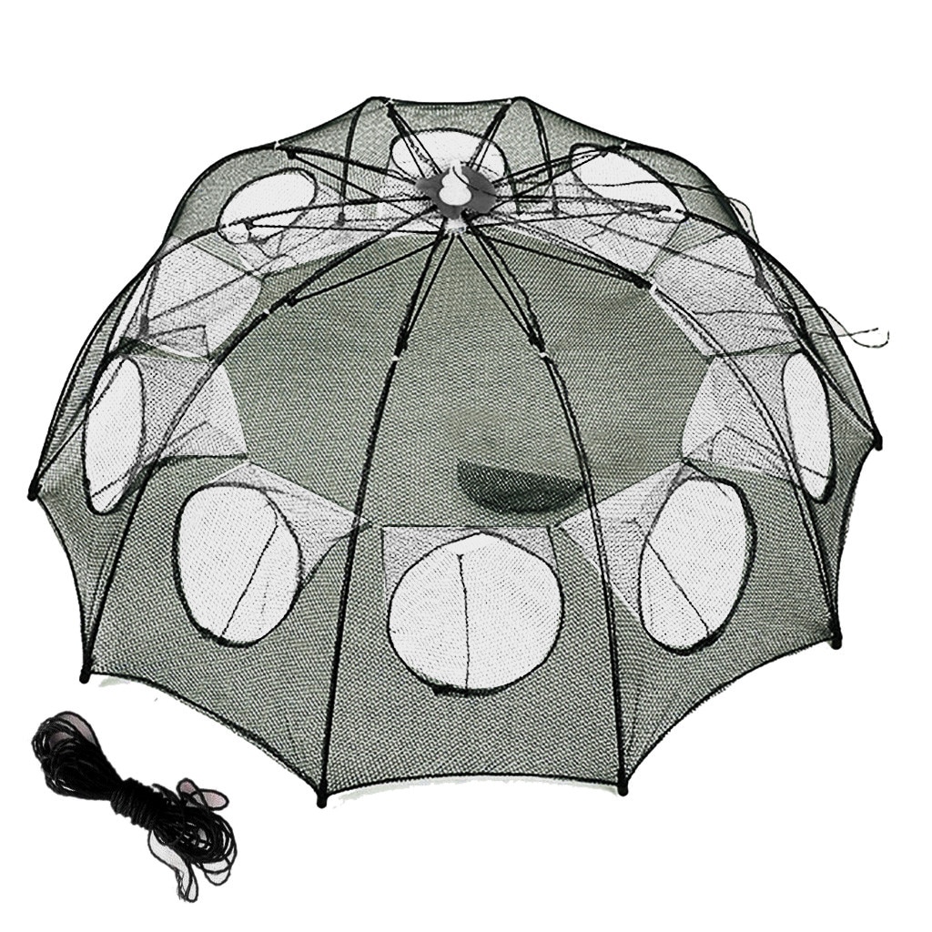Rede de pesca automática reforçada, rede de pesca de 4-20 buracos gaiola de camarão, nylon, dobrável, armadilha para caranguejo e peixe, rede de fundição, dobragem de fundição: 10 Sides 10 Holes