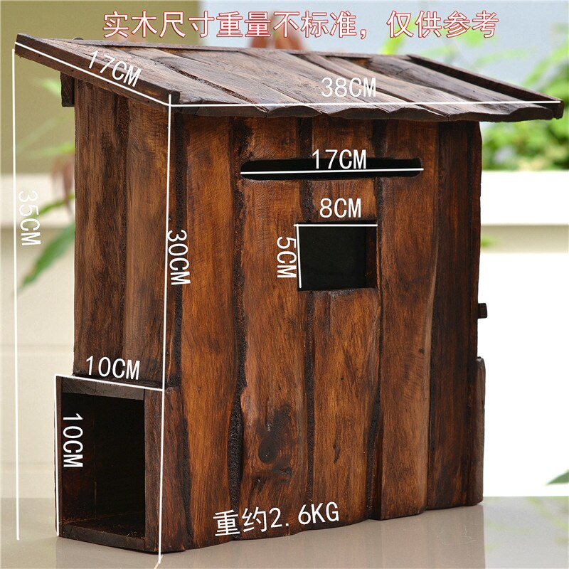 35X38X17CM Wooden Outdoor Mailbox Wall Mounted Newspaper Letterbox Waterproof Post Box Home Company Garden Decor: Default Title