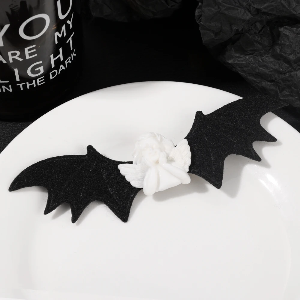4 st halloween svarta fladdermushårspännen  y2k gotiska dödskallehårspännen punk fladdermus djävulsvinge bobby pin flickor harajuku mörk lolita huvudbonad: Gul