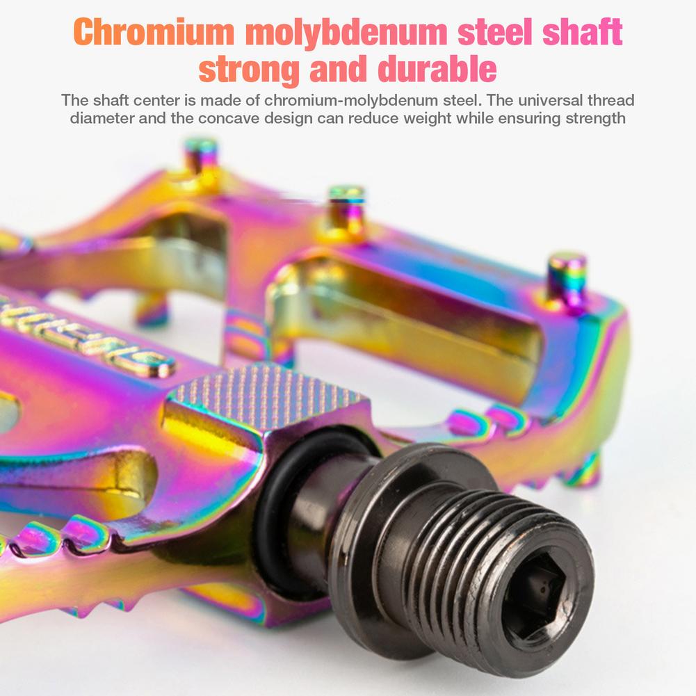 Rainbow mtb cykelpedal aluminiumslegering anti-slip platform 3 lejer farverige pedaler til bmx mountainbike tilbehør