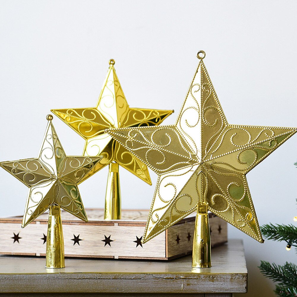 20Cm Ster Boom Topper Golden Star Kerstvakantie Boom Topper 5 Point Star Festival Treetop Decor Voor Home Party (Goud