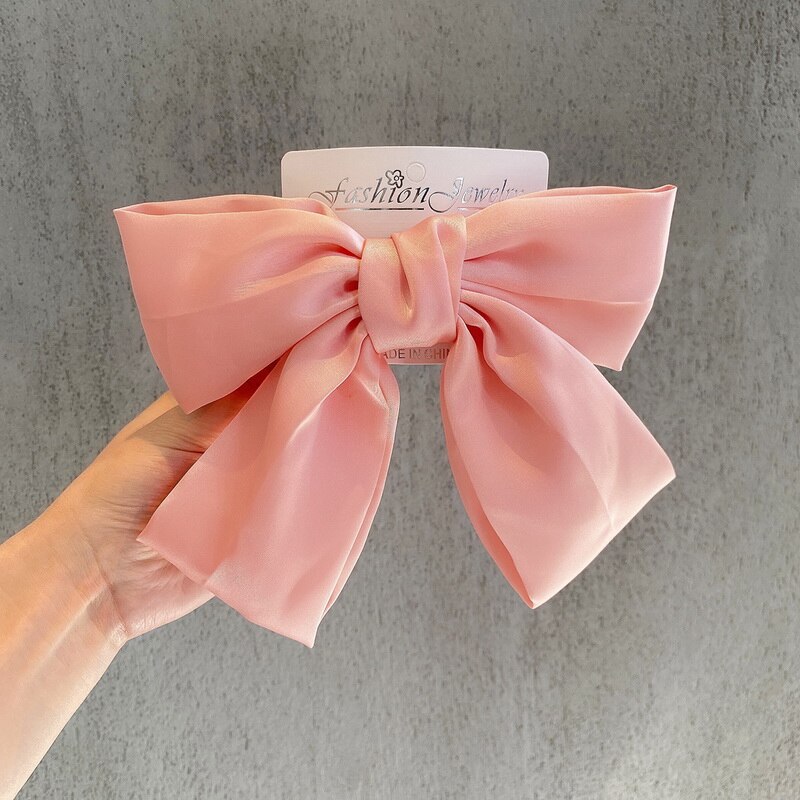Pinces à cheveux en Satin, 1 pièce, gros nœud papillon à deux couches, épingle à cheveux, accessoires pour femmes, bandeaux de coiffure: Scrunchies Nude