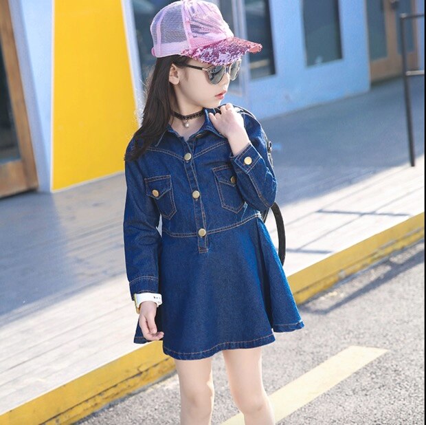 Meisjes Jurken Lange Mouw Herfst Prinses Jurk Kind Kleding Gewaad Enfant Denim Vestido Menina Infantil Kleding: 12