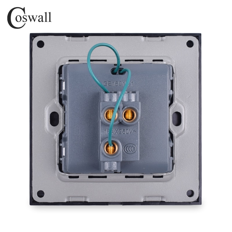 Coswall 1 Gang 2 Way Light Switch On / Off Wall Switch With LED Indicator Pass Through Switch Switched Stainless Steel Panel