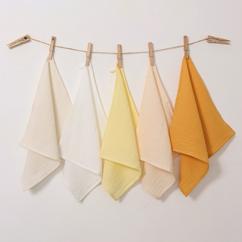 5 pcs/Pack Serviette de Cuisine Torchon Bébé Lingettes Visage Salive Tissu Mouchoir Ménage Nettoyage Chiffons Cuisine Torchon W300530-1