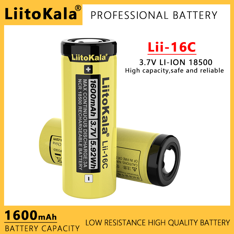 1-16PCS LiitoKala Lii-16C 18500 1600mAh 3.7V Rechargeable Battery Recarregavel Lithium ion Battery For LED Flashlight