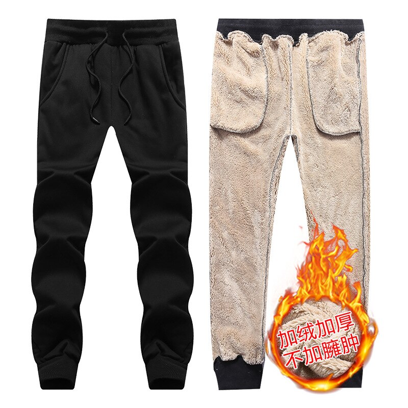 6XL männer Jogginghose Winter Hosen Dünne Männer Plus Samt Gepolstert groß Größe Warme Hosen Solide Trend Verdicken Sport Jogges,ZA316: XXL / Schwarz Hose