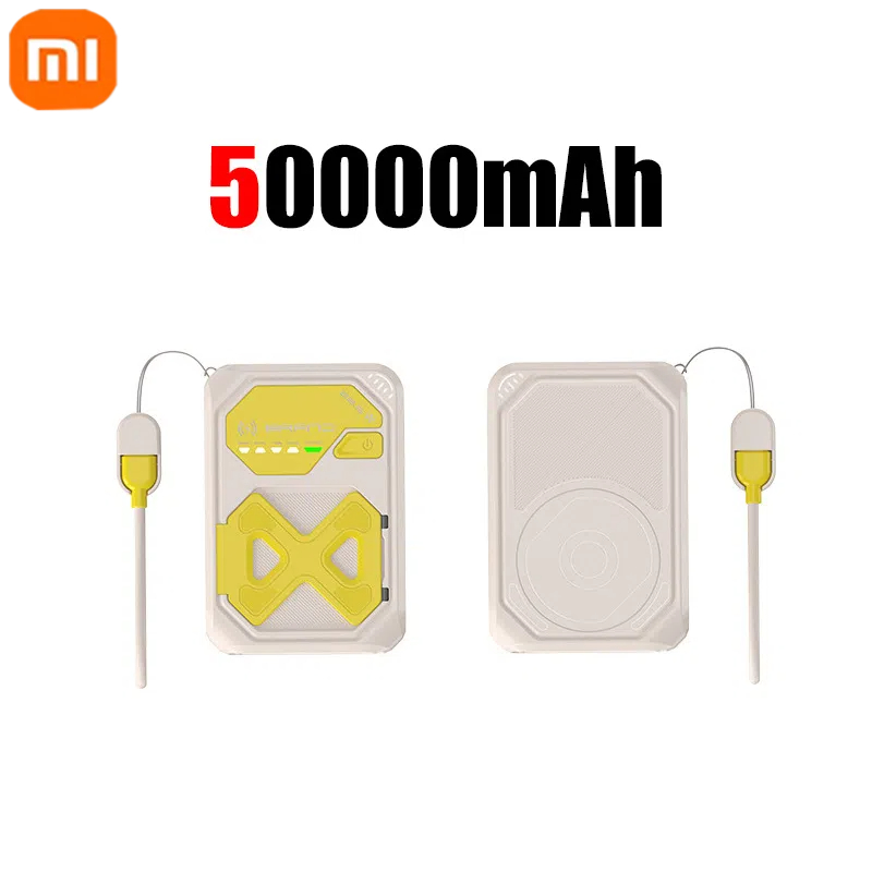Xiaomi 50000 mah magnetische powerbank, geeignet für iphone 15, 14, 13, 22.5w, 15w, schnelllade-powerbank mit kabelhalterung: Gold