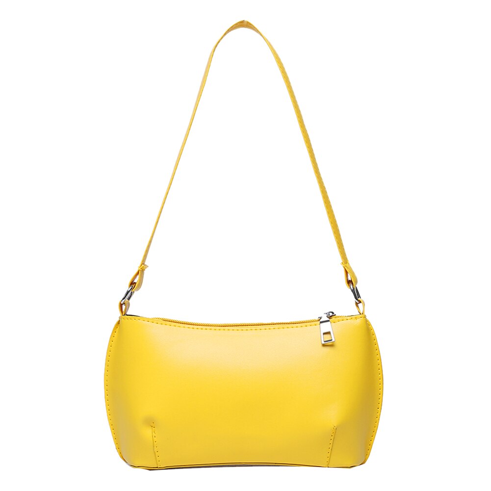 Simple sac à main pour femme en polyuréthane classique Texture délicat Chic couleur unie femme décontracté sous les bras épaule fourre-tout sacs: Jaune