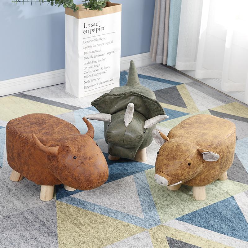 Tegneserie elefant sko skammel fodskammel massiv træ skammel hjem børn dyr sofa skammel