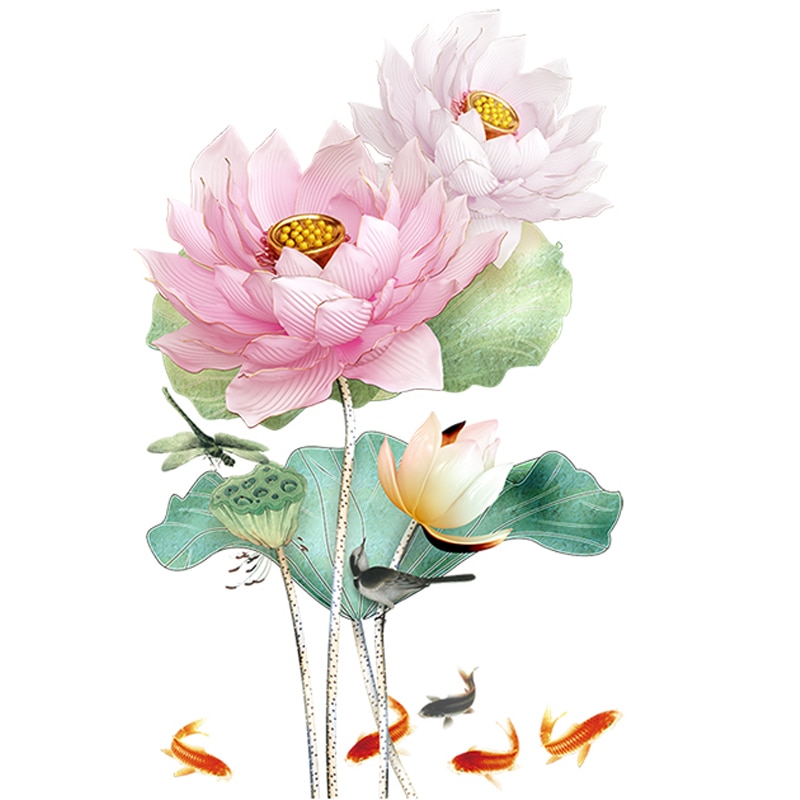 Lotus veggklistremerker 3d blomster tapet tenåring bad soverom stue dekor estetiske veggdekor wallstickers