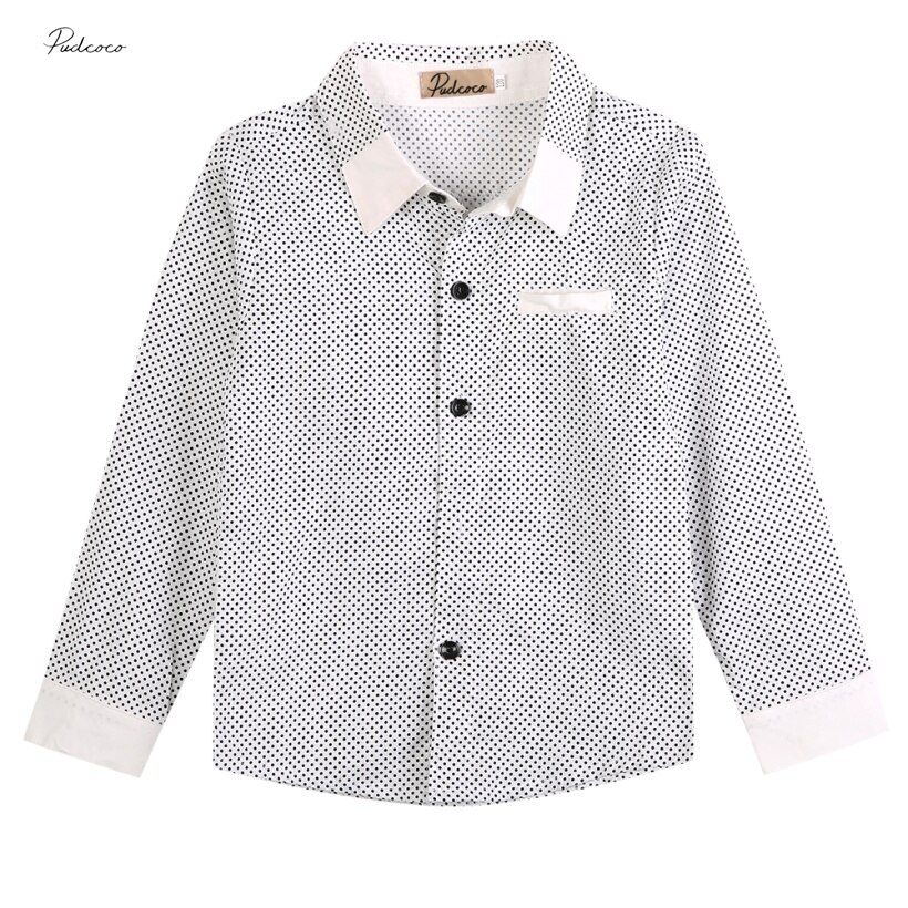 Chemise longues manches pour petits garçons | Chemise à pois, vêtements noirs, blancs, tendance