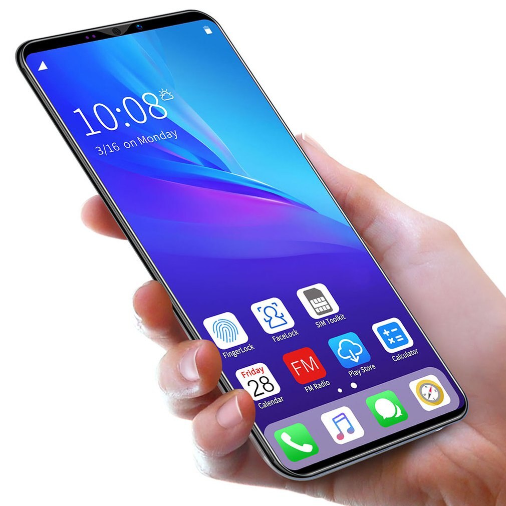 Dual-Core P40 Pro Smartphone 5.8 Inch Scherm Smartphone 512M + 4G Android Smartphone 3D Glas Vergulde achterkant Zwart