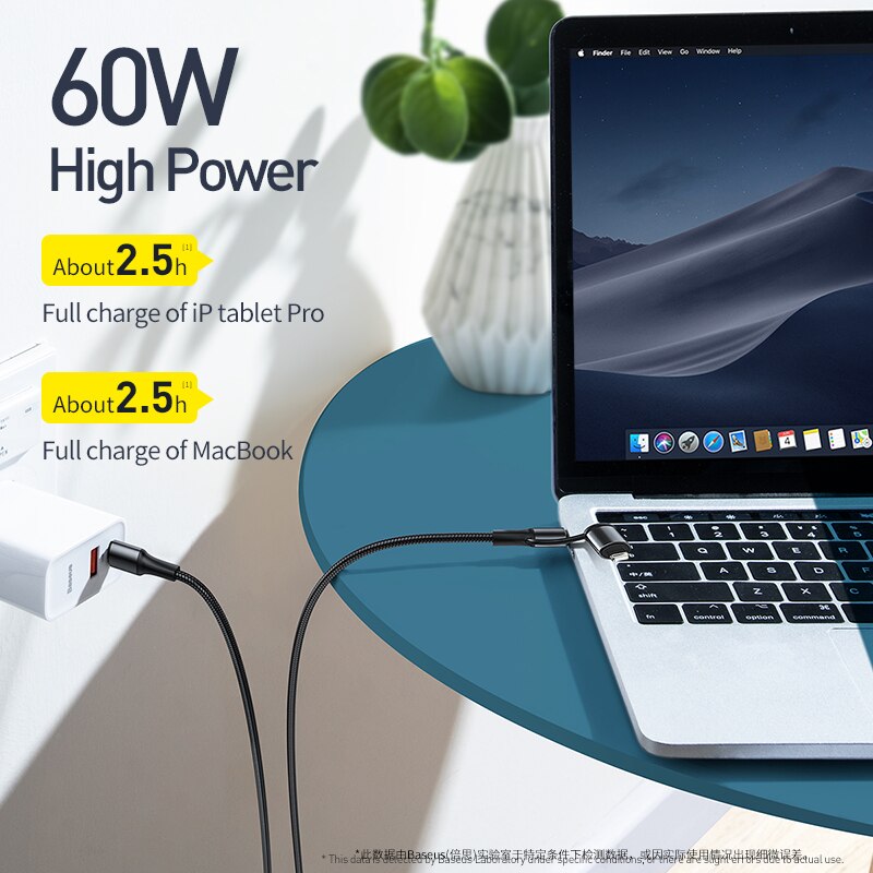 Baseus 2w1 60W rodzaj-c kabel USB szybkie ładowanie wsparcie ładowarka robić notebooka USB kabel robić transmisji danych transmisja drutu kabel USB robić szybkiego ładowania