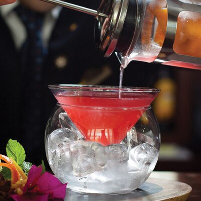 Dubbelskikt molekylärt martini glas cocktailglas dubbel kall dryck cocktail blyfritt löstagbart kristallmaterial