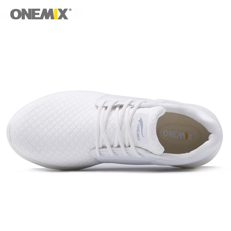 Onemix Women's Running Shoes Breathable Mesh Sports White Sneaker Lightweight Cushioning DMX Sneakers for Walking Shoes