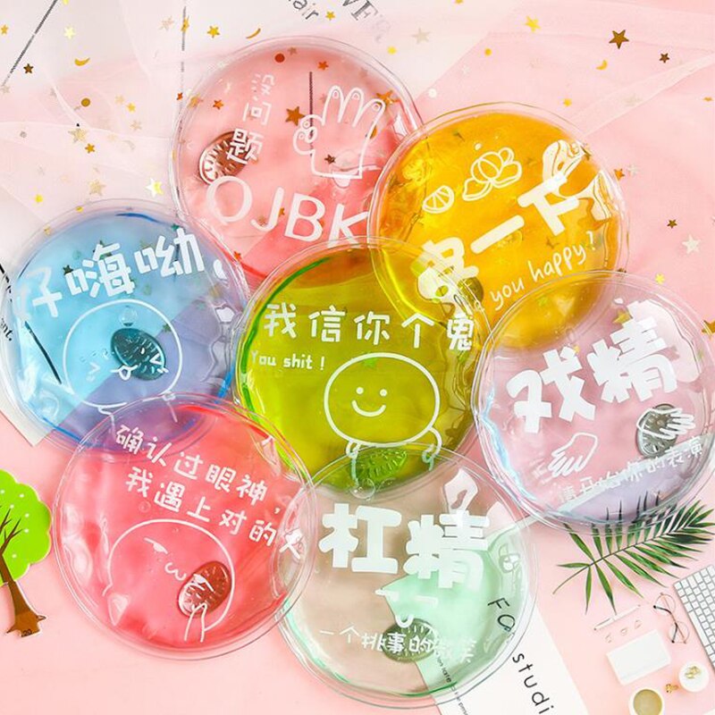 Transparent Mini 1PCS Winter Reusable Gel Hand Warmer Cute Funny Word Print Instant Heating Pack Warmer