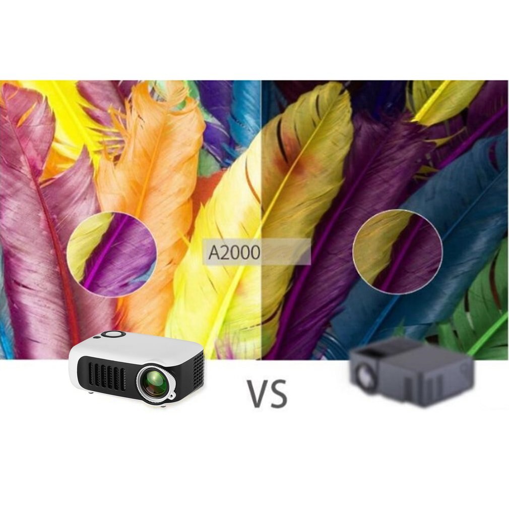 1080P HD Video LCD Mini Projector Built-in Stereo Speaker With 50000 Hours Lamp Life Portable Home A2000 Projectors Proyector
