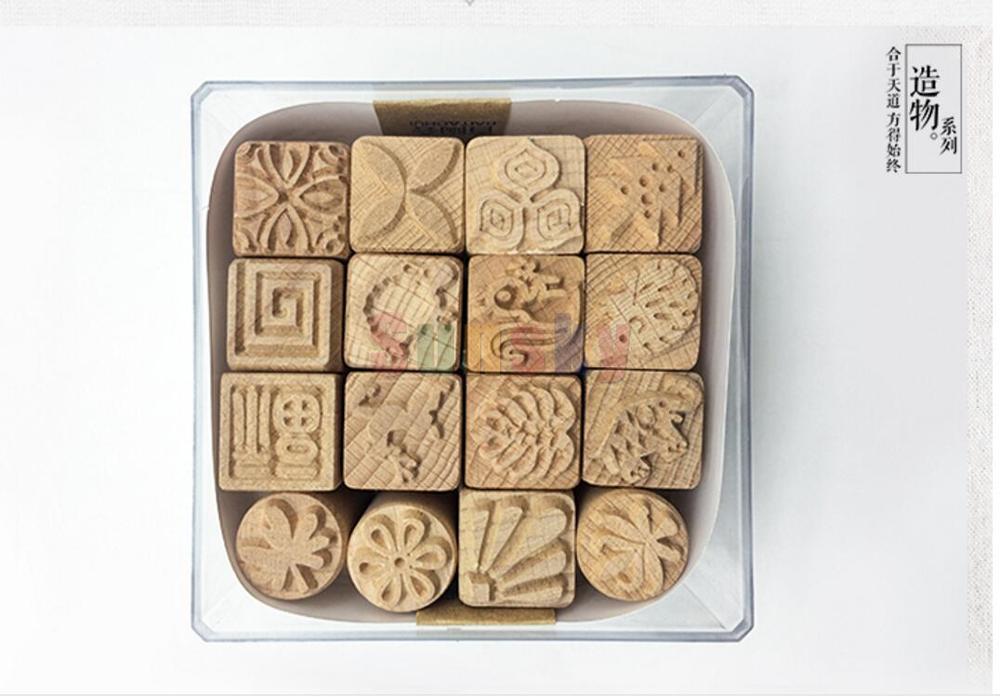 Aardewerk Keramische Tool Hout Textuur Stempel Puur Massief Hout Afdrukken Creatieve Tool Keramische Klei Kneden Afdrukken Chop: 16pc