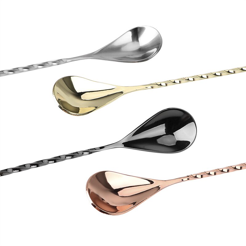 Stainless Steel Water Bar Spoon Fine Thread Bar Spoon Cocktail Stirring Bartending Bar Teardrop Bar Mixing Spoon
