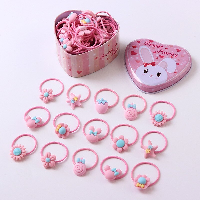 20 pièces/lot nouvelle boîte emballé filles mignon dessin animé élastique bandes de cheveux chapeaux chouchous bandes de caoutchouc bandeaux accessoires de cheveux