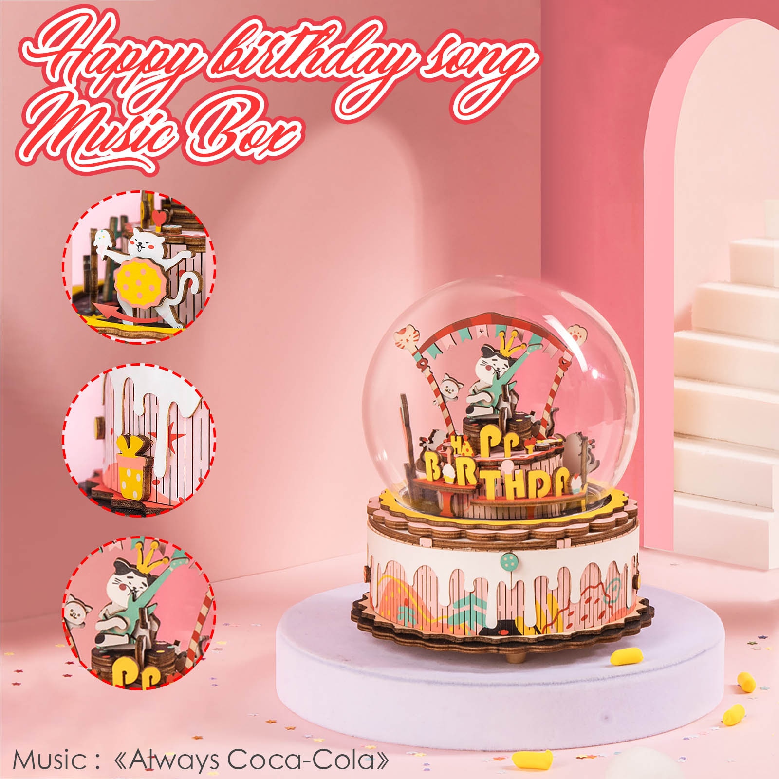 Wood Diy Assembled Music Box Handmade Stereo Combination Retro Music Box Kit Toy Birthdaty For Girl Carousel Box Home Decor: Default Title