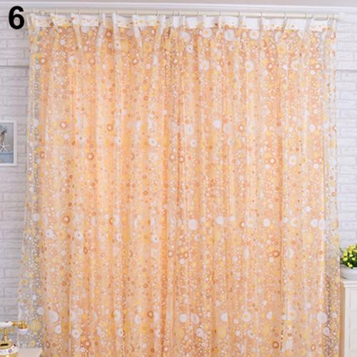 Pastorale Bloemen Voile Venster Deur Gordijn Balkon Valletjes Drape Panel Sheer Gordijnen Keuken En Woonkamer Raam Scherm: Oranje