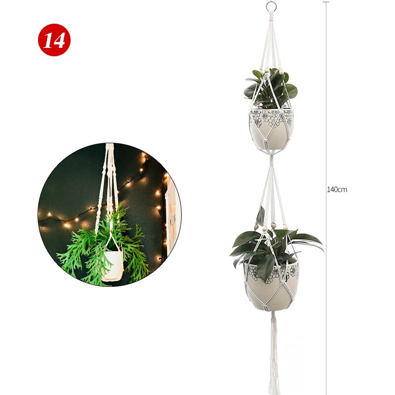 Pot de Fleurs Suspension pour Plantes en Macramé pour Jardin et Cour, Panier Suspendu Fait à la Main pour Décoration Murale: 14