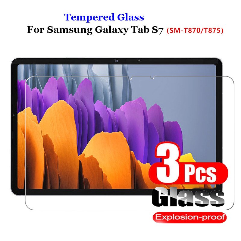3Pcs protezione dello schermo in vetro temperato per Samsung Galaxy Tab S7 T870 T875 pellicola protettiva in vetro 9H per Tab S7 SM-T870 SM-T875: Default Title