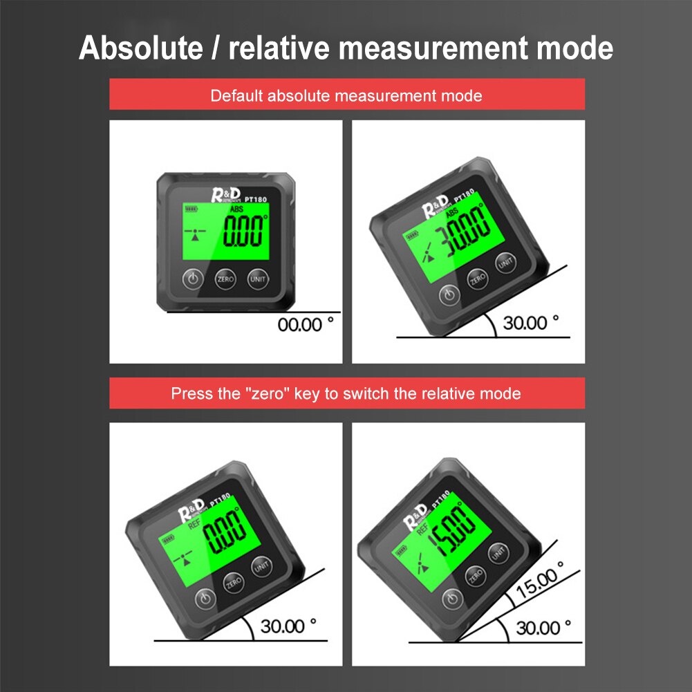 Cyfrowy poziom kątomierz inklinometr elektroniczny inklinometr próbnik narzędzia pomiarowe podświetlenie LCD celownik kątowy narzędzie pomiarowe