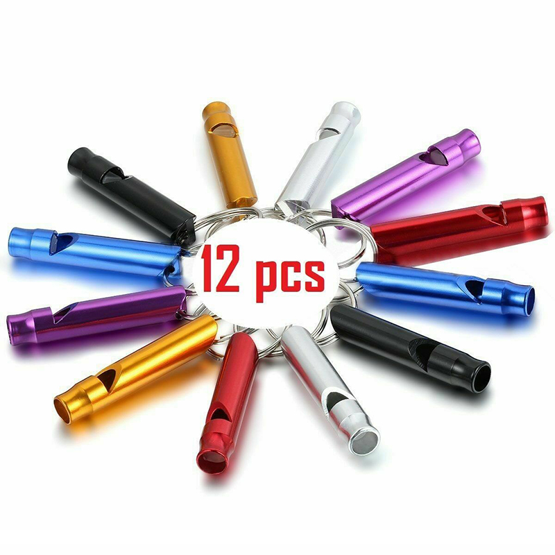 12 pièces Mini chien formation sifflet porte-clés sifflet pour chien survie d'urgence en aluminium sifflets avec porte-clés chien sifflet outil