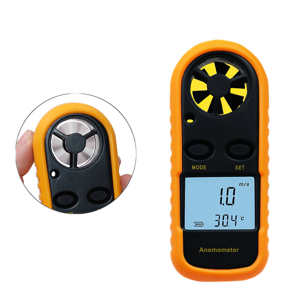 Portable Anemometer Thermometer GM816 Wind Meter Gauge Wind Meter 30m/S LCD Digital Flow Velocity Measurement Anemometers