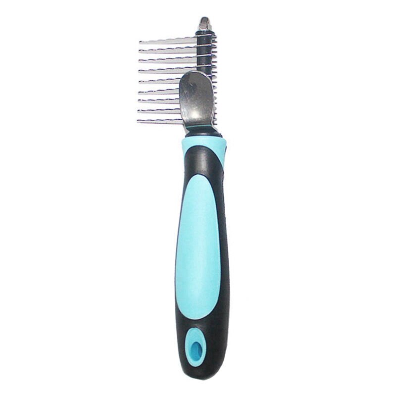 Ontharing Kam Voor Honden Kat Vergieten Grooming Brush Tool Voor Matted Lang Haar Krullend Hond Haar Open Knoop kam: Blauw