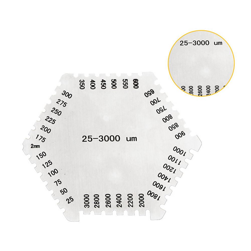 Høj præcision rustfrit 25-3000um stål sekskantet våd film kam maling våd film tykkelse gauge kam gauge kort opbevaring sag
