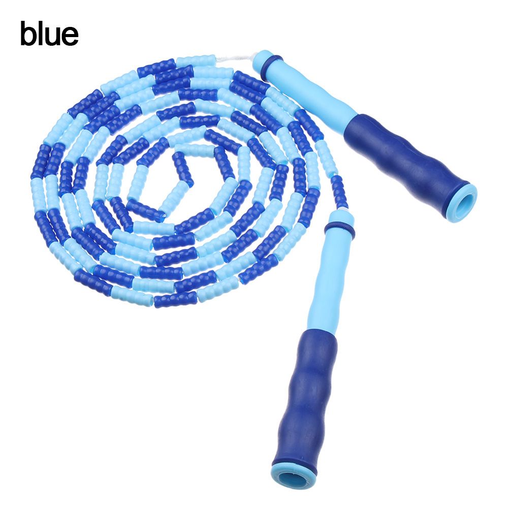 Adjustable Body Building Gym PVC Tangle-Free Fitness Equipment Weight Loss Beaded Jump Rope Bamboo Jumping Rope: blue