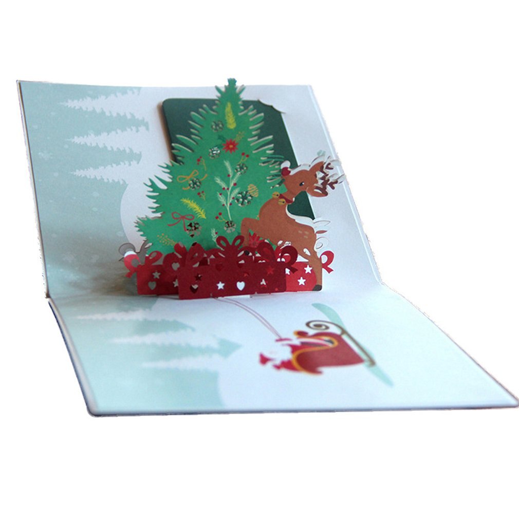 3D Christmas Tree Greeting Card Birthday Card Festival Blessing Card Paper Card Decor Supplies