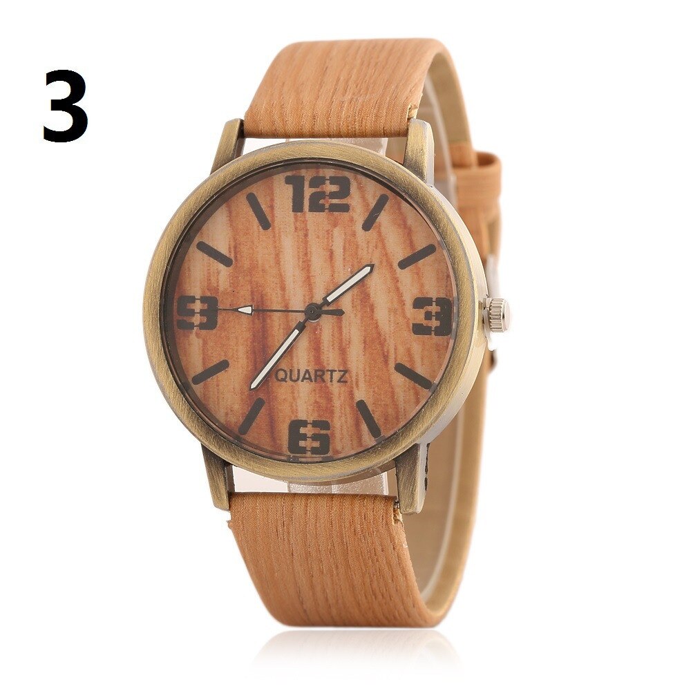 Simulatie Houten Horloges Mannen Quartz Casual Houten Kleur Lederen Band Horloge Hout Mannelijke Horloge Relogio Masculino
