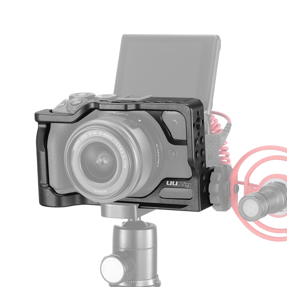 UURig Aluminum Alloy Camera Cage with Cold Shoe Arri Positioning Hole 1/4 Screw for Canon EOS M6 Mark II Mirrorless Camera